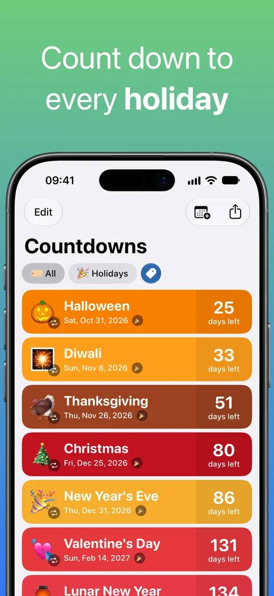 Listahan na naka-filter sa tag na Holidays: Halloween, Diwali, Thanksgiving, Christmas, New Year’s Eve at Valentine’s Day, kasama ang natitirang araw.