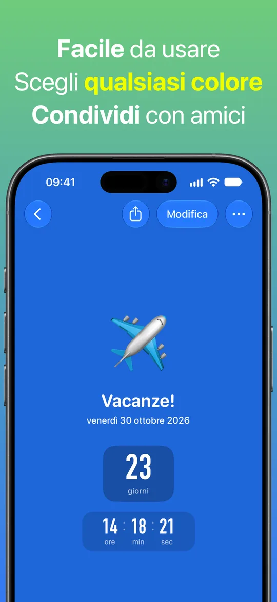 Il conto alla rovescia Vacanze! su sfondo blu: mancano 23 giorni, 14 ore, 18 minuti e 21 secondi a venerdì 30 ottobre 2026.